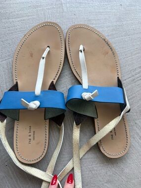 rag & bone Blue, Ingrid leather Toe-Loop Sandals